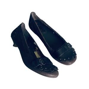 London Underground Women's 9 Steampunk Retro Kitten Heel Suede Leather Brown